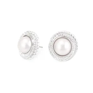 SILVER PEARL STUD EARRINGS #ADX6800092 (SHAB1)