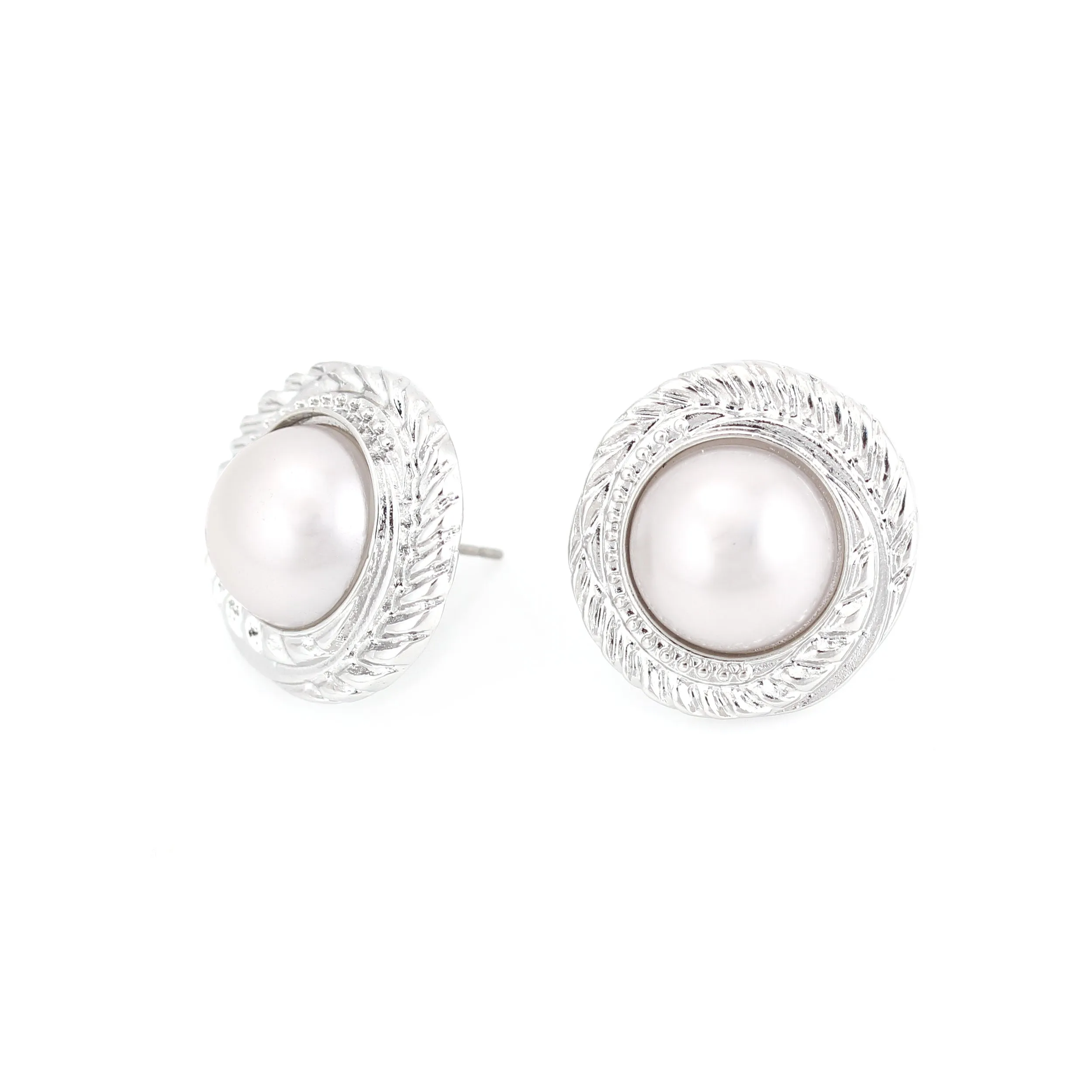 SILVER PEARL STUD EARRINGS #ADX6800092 (SHAB1)