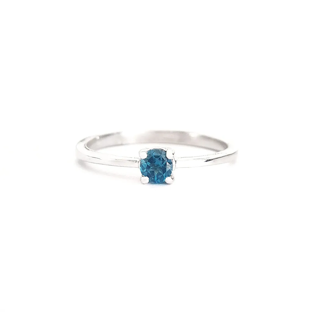 Silver Petite Solitaire London Blue Topaz Ring