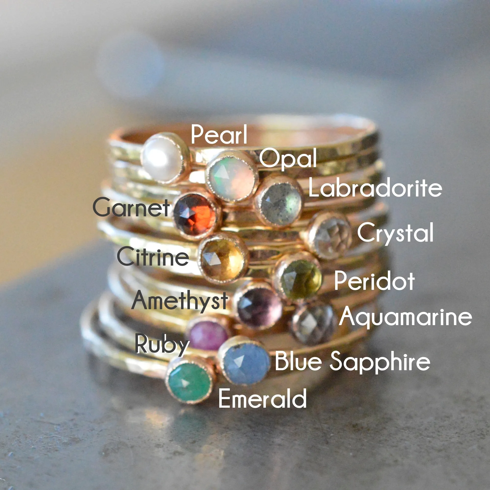 Silver Rose Cut Gemstone Ring