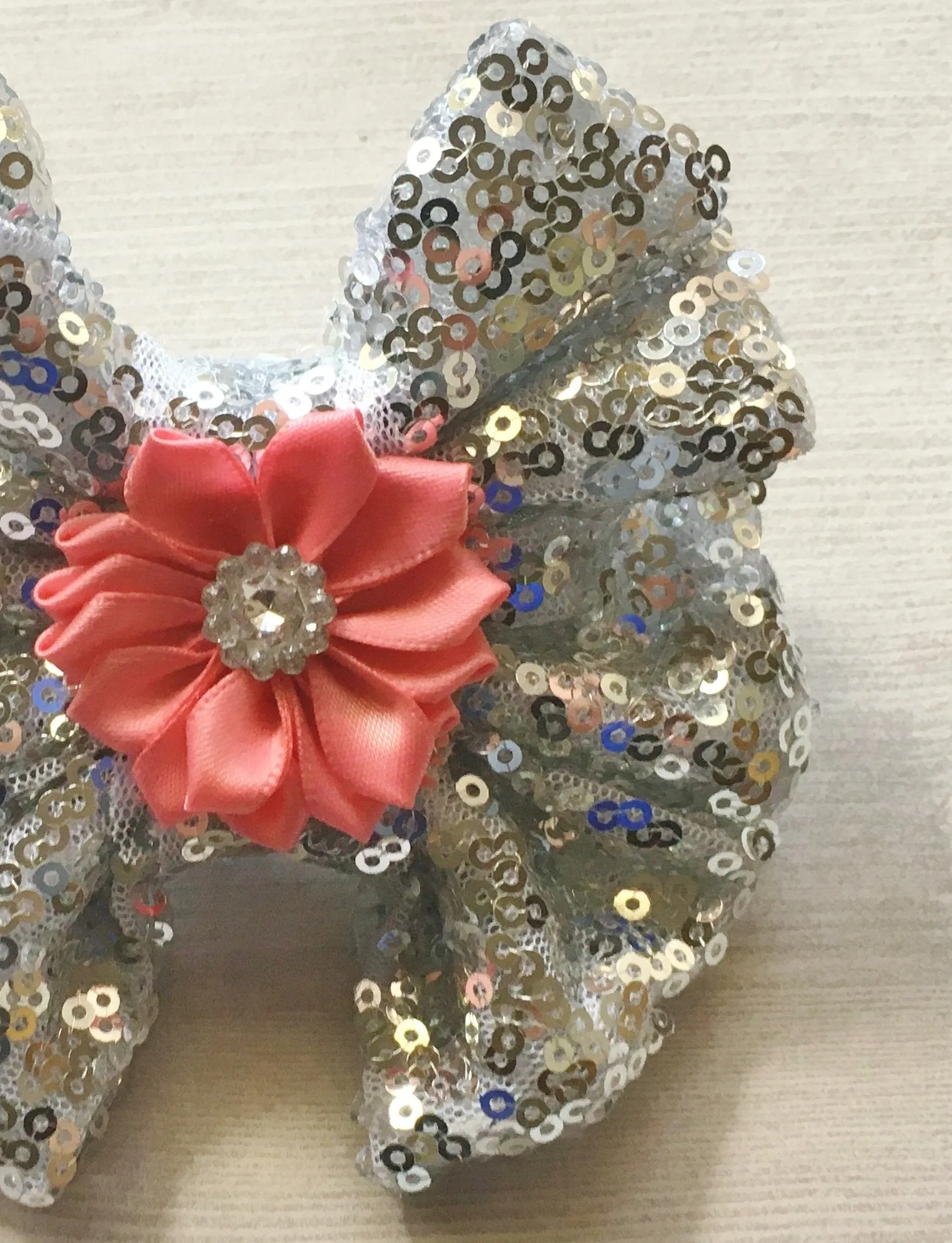 Silver Sequins Hair Bow