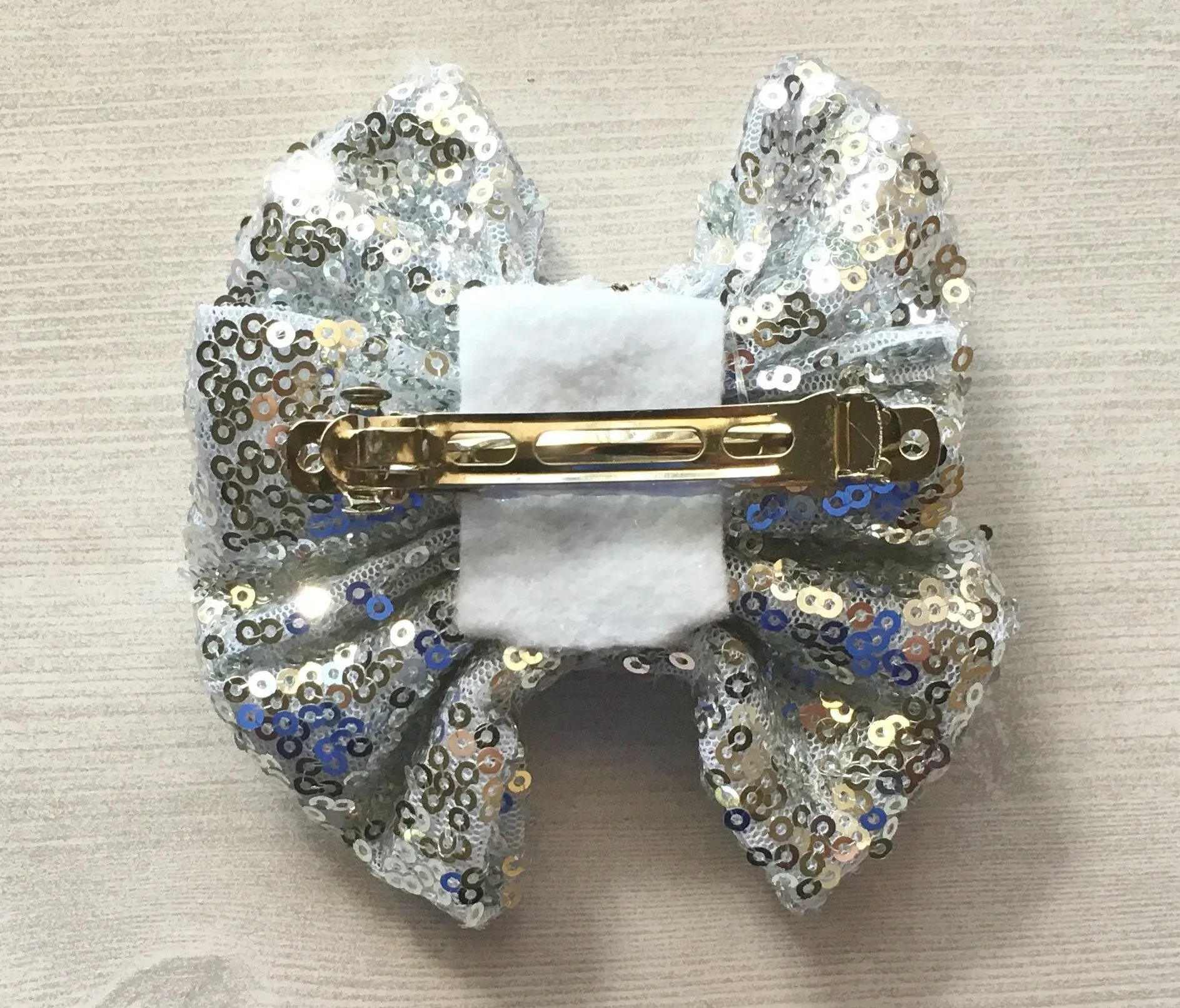 Silver Sequins Hair Bow