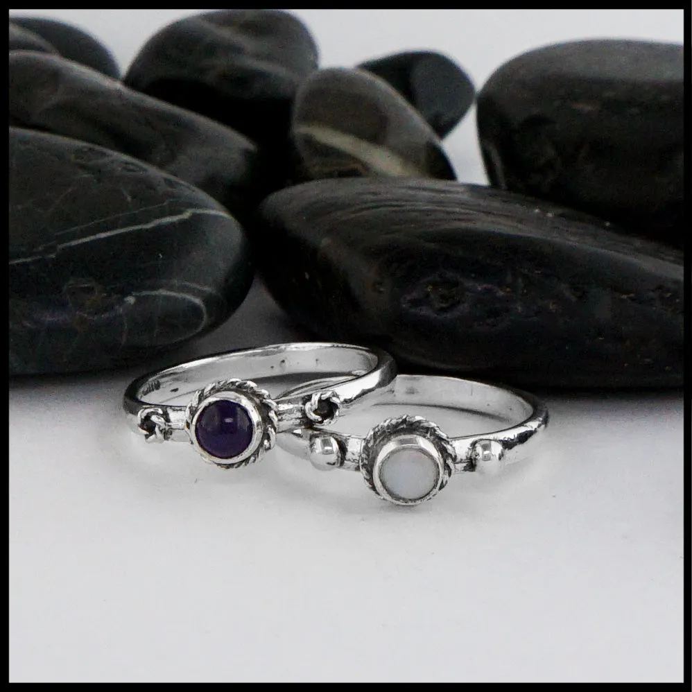 Silver Stacking Ring with Gemstones