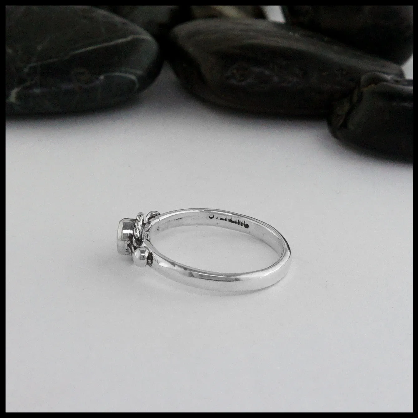 Silver Stacking Ring with Gemstones