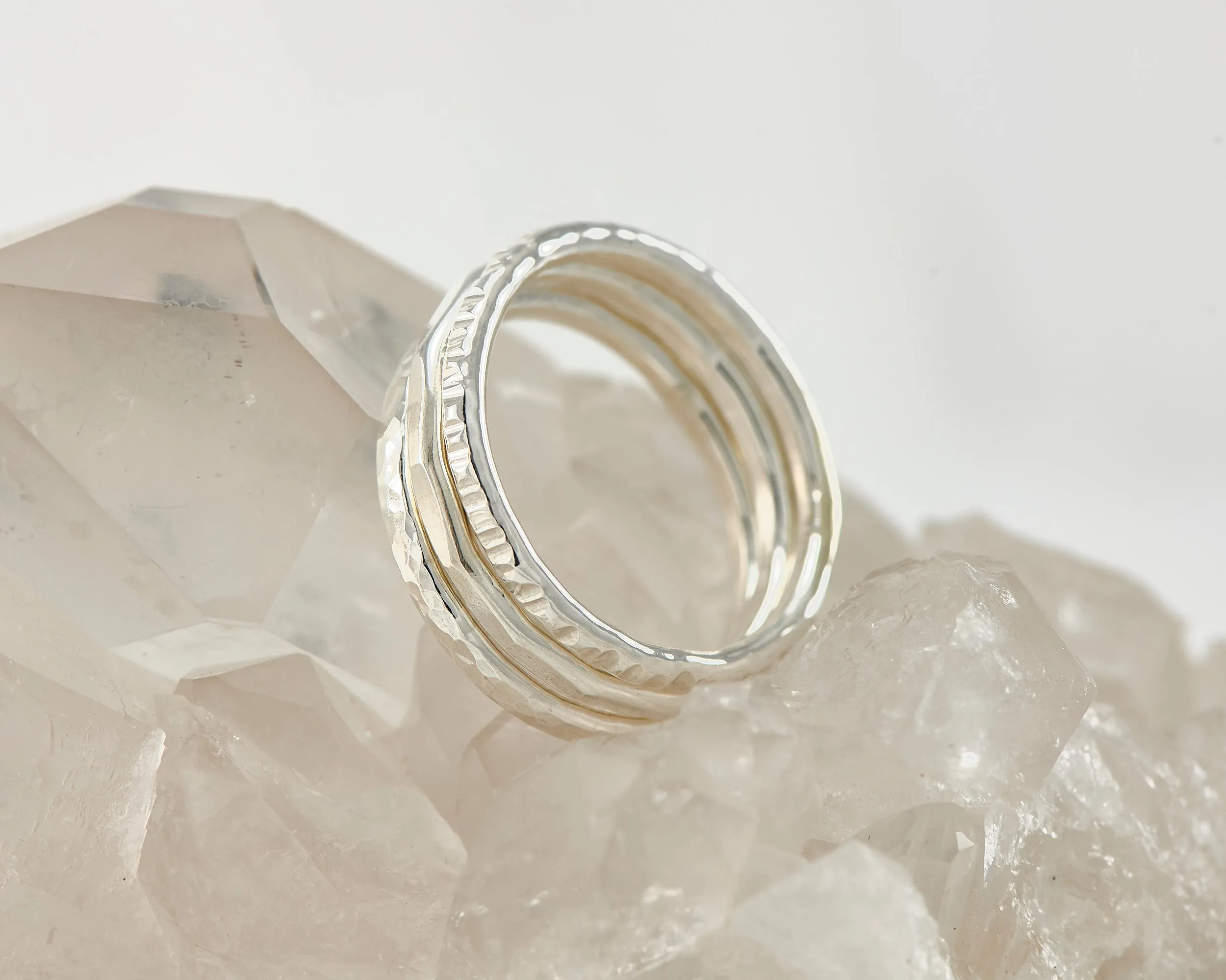 Silver Stacking Rings 3 Finishes