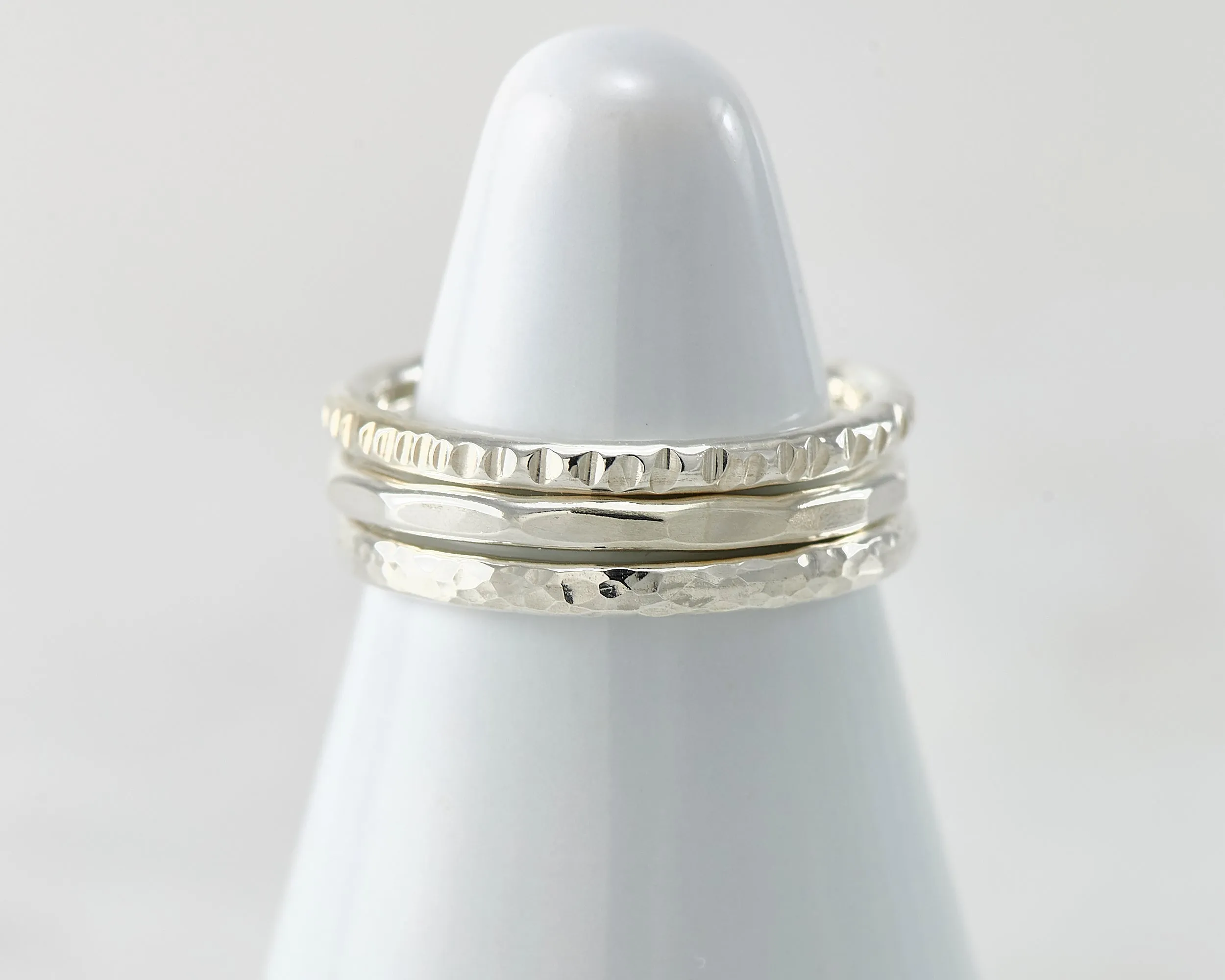 Silver Stacking Rings 3 Finishes