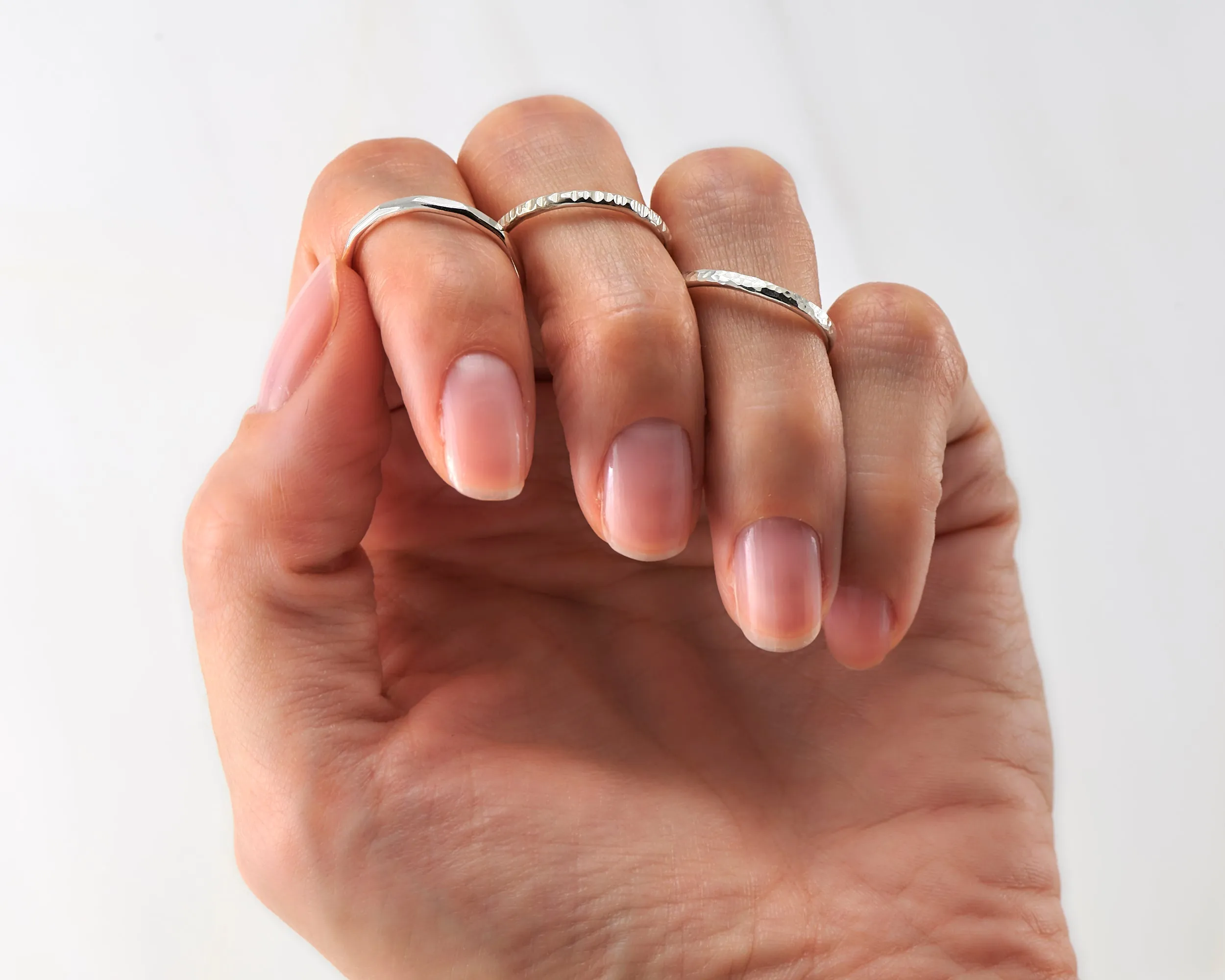 Silver Stacking Rings 3 Finishes