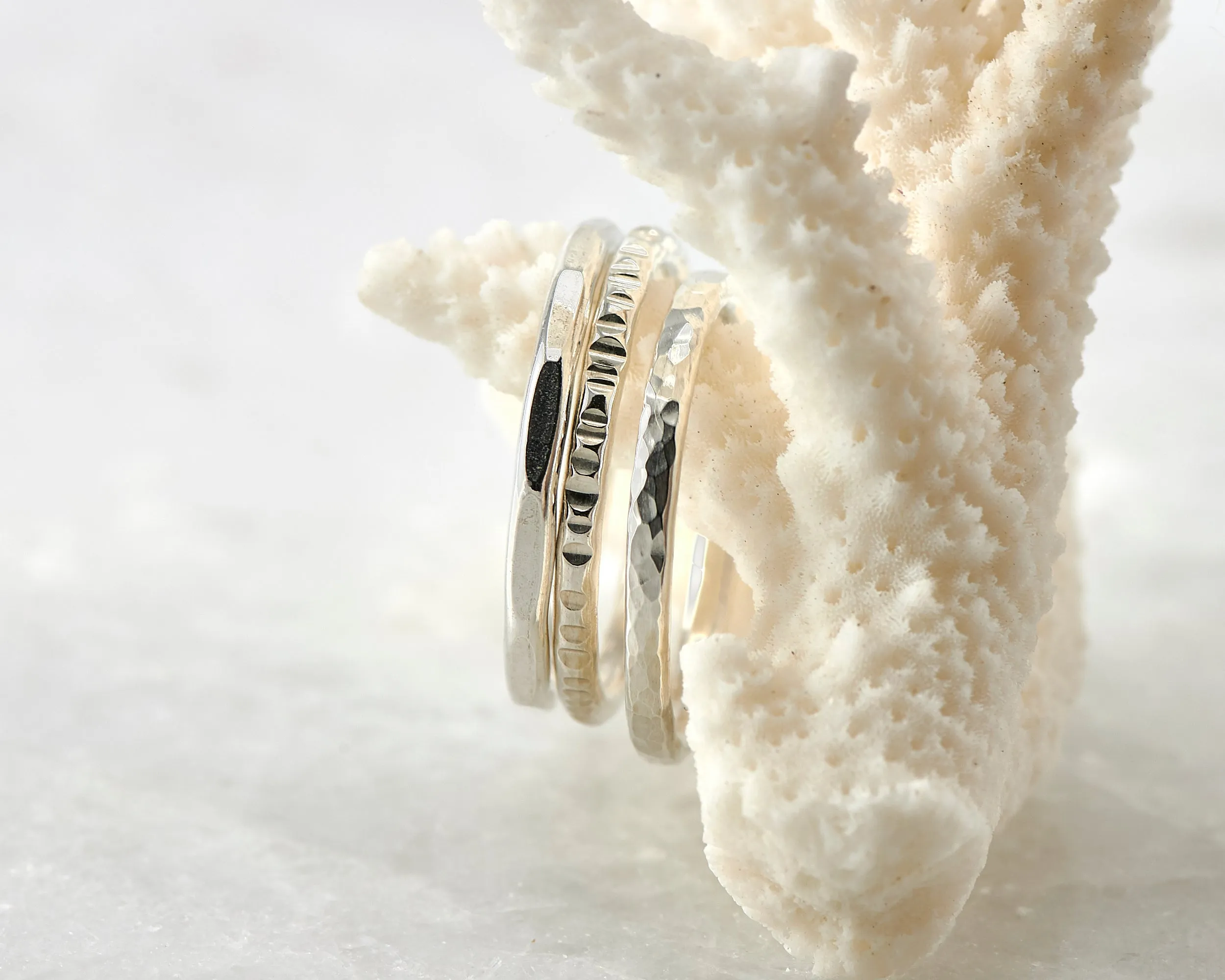 Silver Stacking Rings 3 Finishes