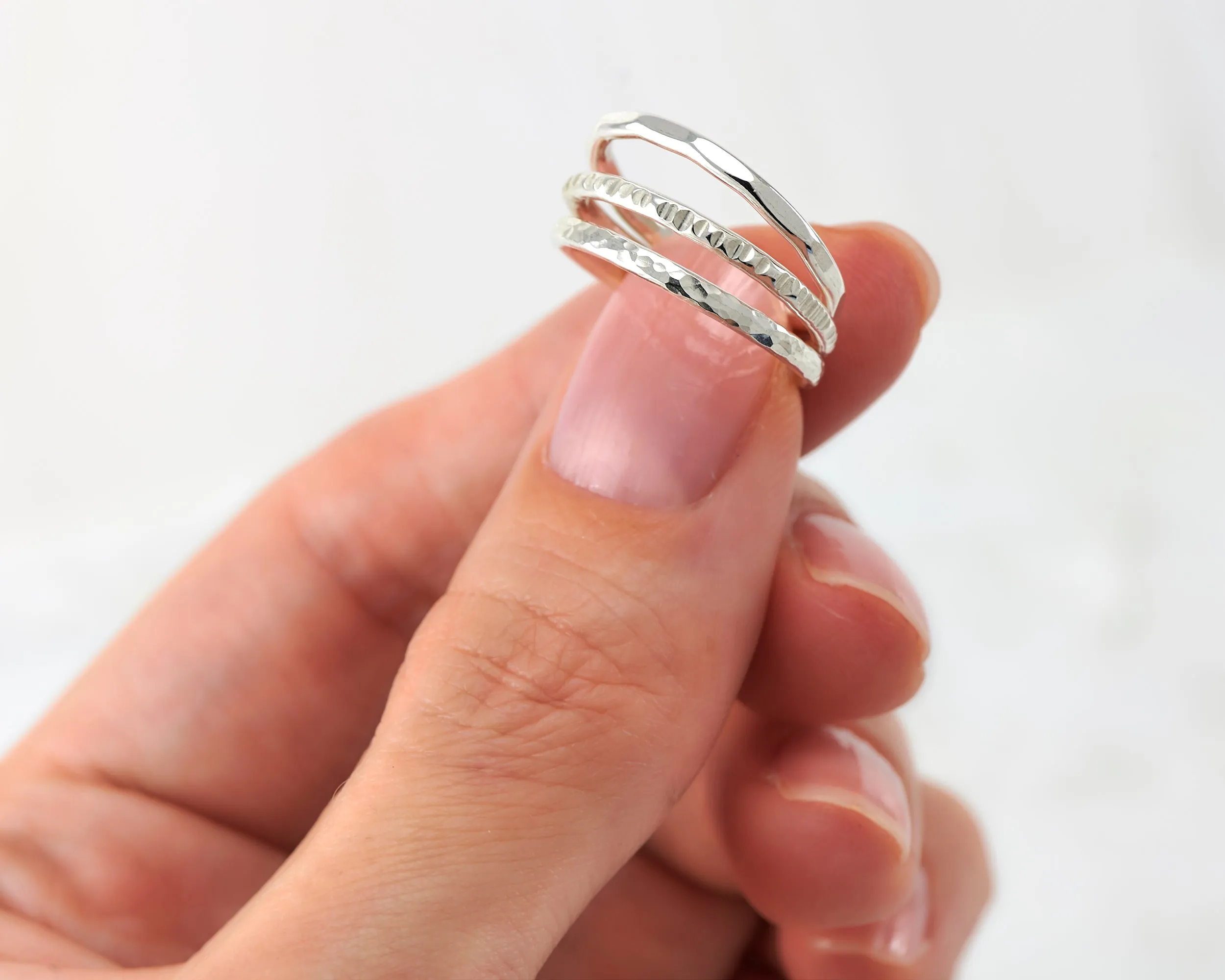 Silver Stacking Rings 3 Finishes