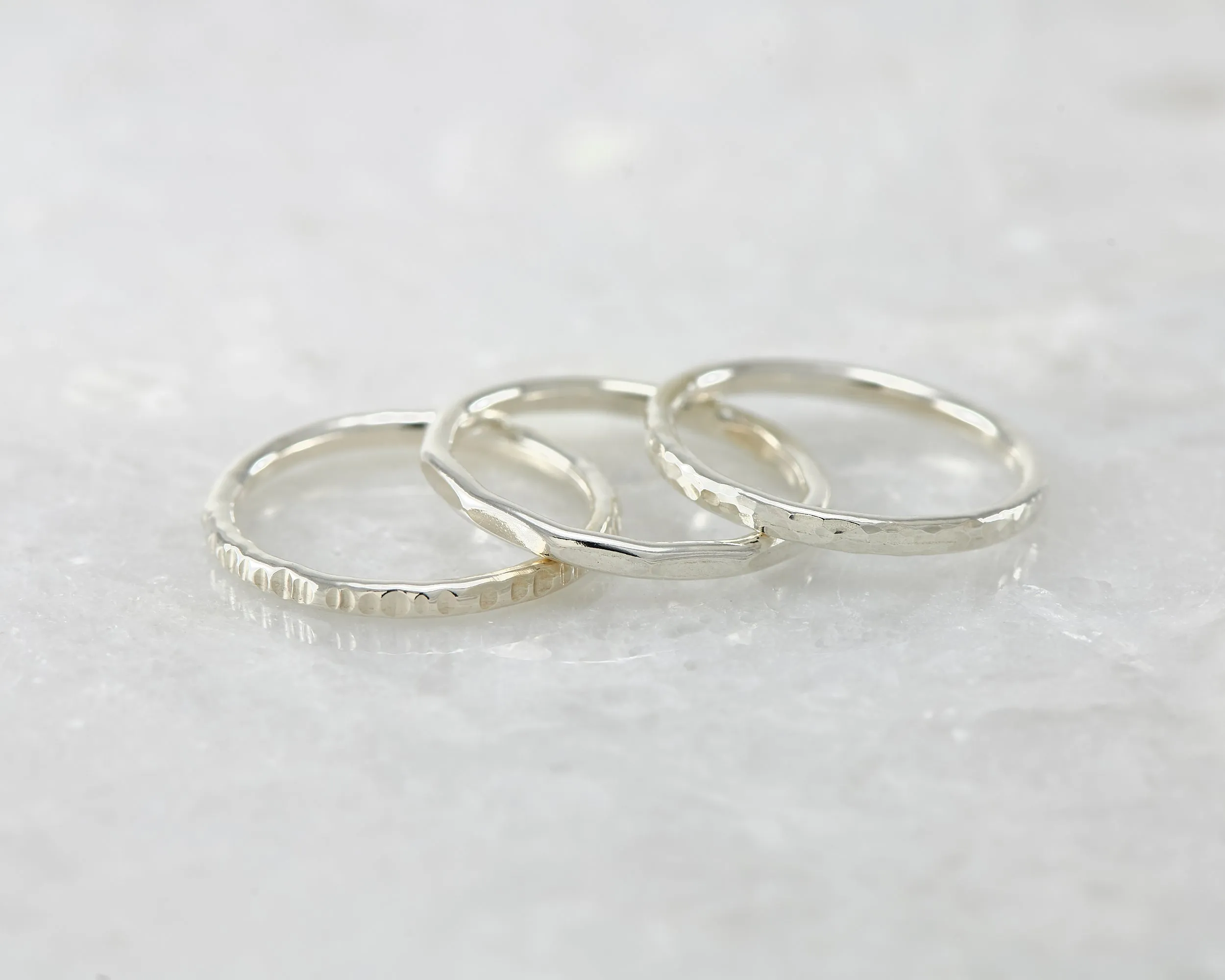 Silver Stacking Rings 3 Finishes