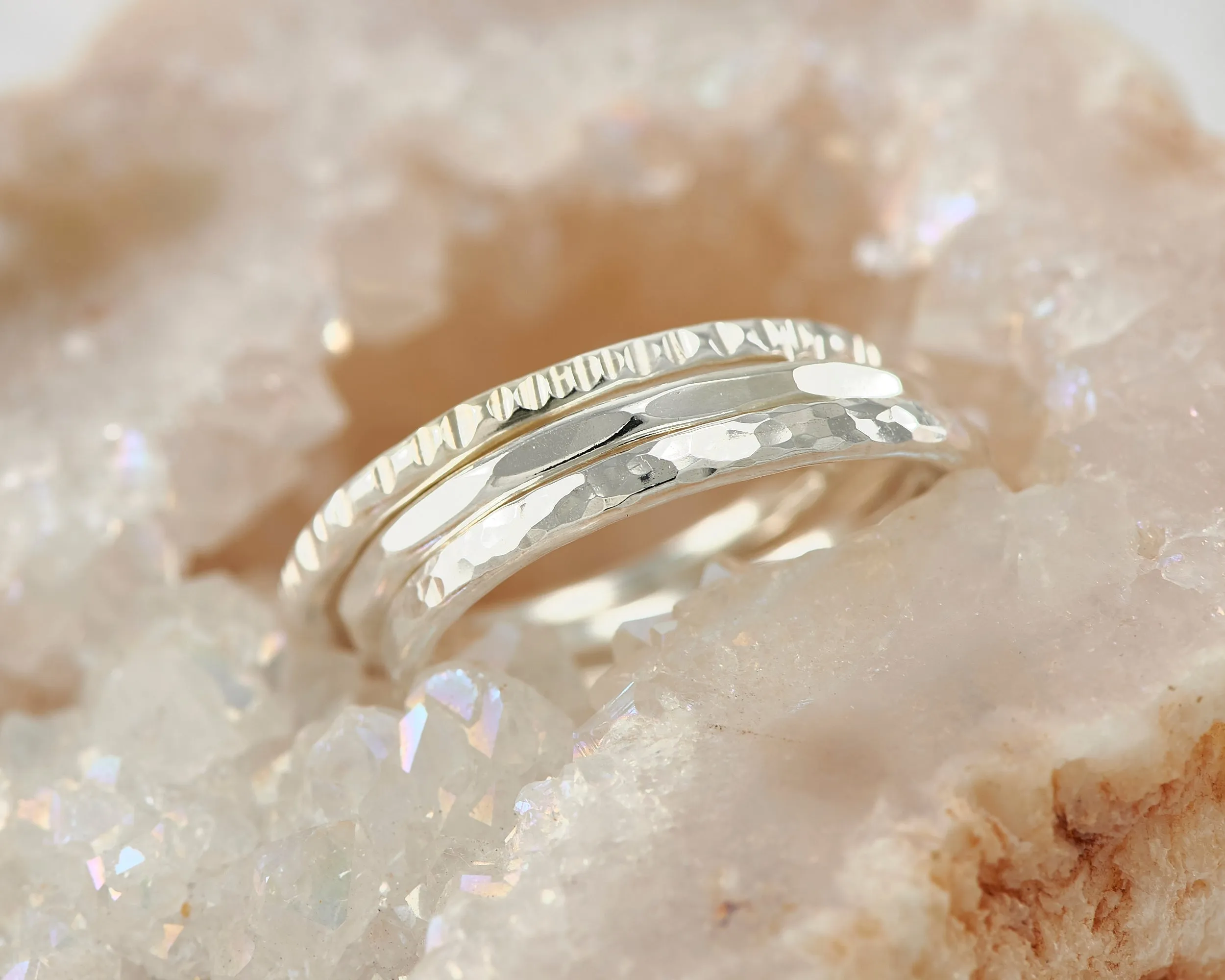 Silver Stacking Rings 3 Finishes