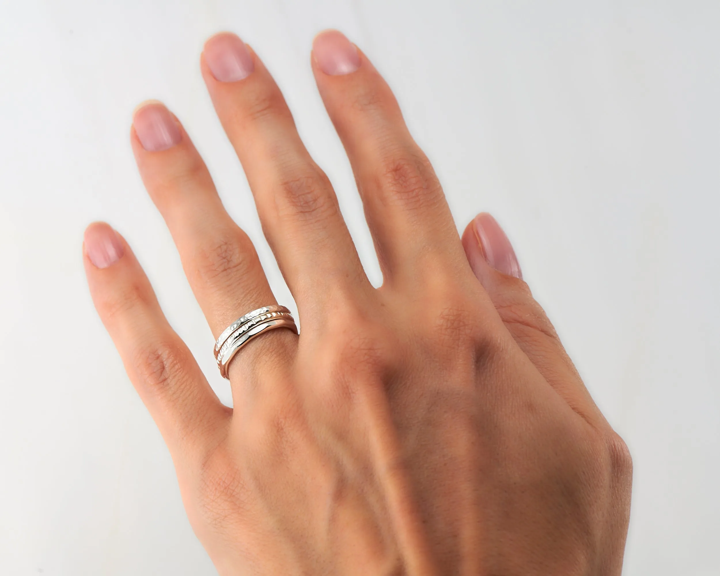Silver Stacking Rings 3 Finishes