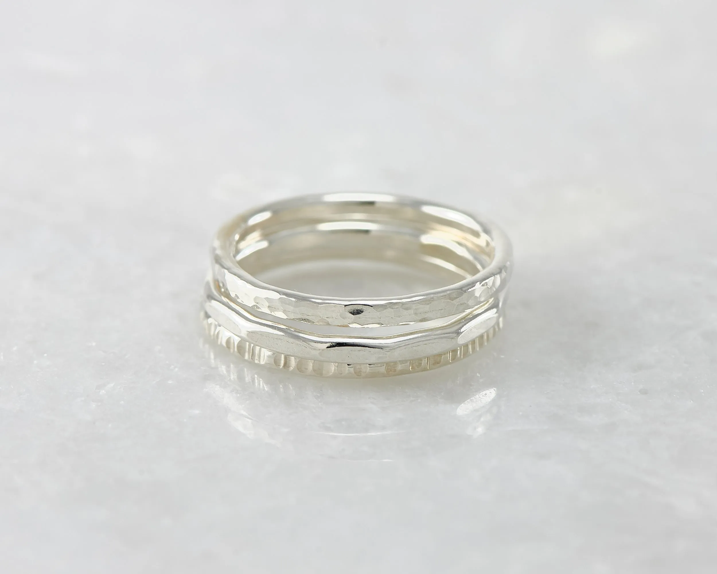 Silver Stacking Rings 3 Finishes