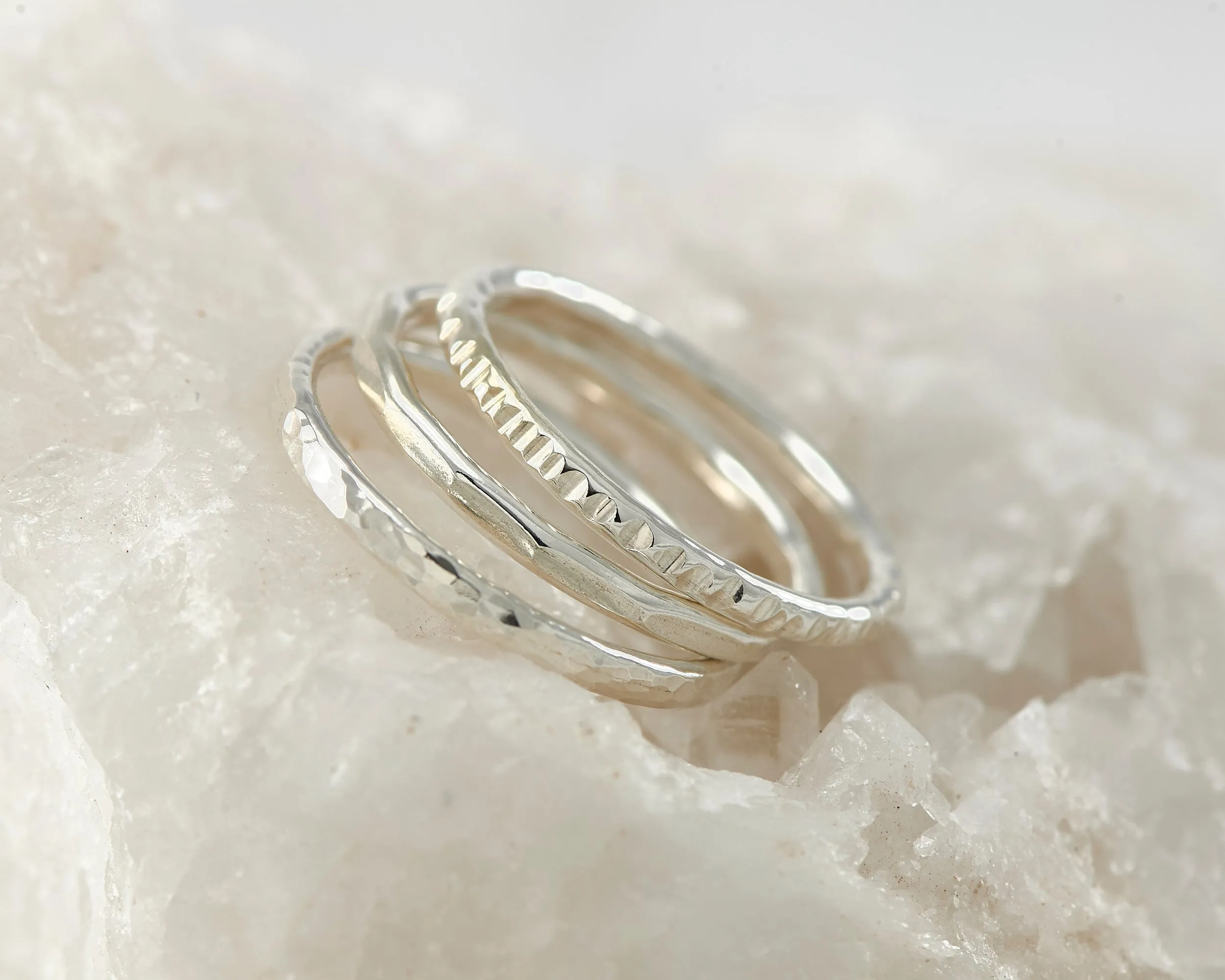 Silver Stacking Rings 3 Finishes