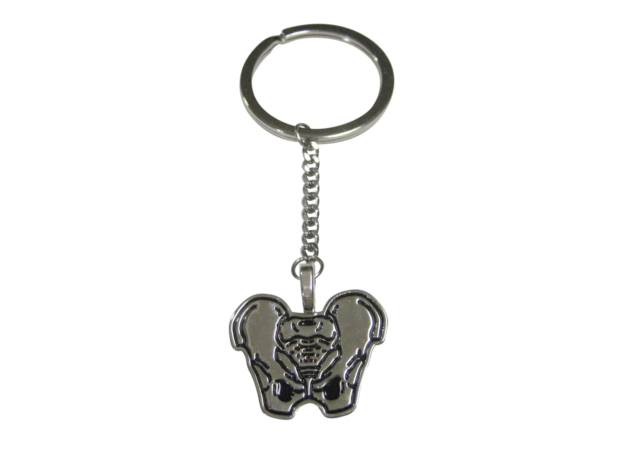 Silver Toned Anatomical Pelvis Pendant Keychain