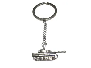 Silver Toned Textured Panzer War Tank Pendant Keychain