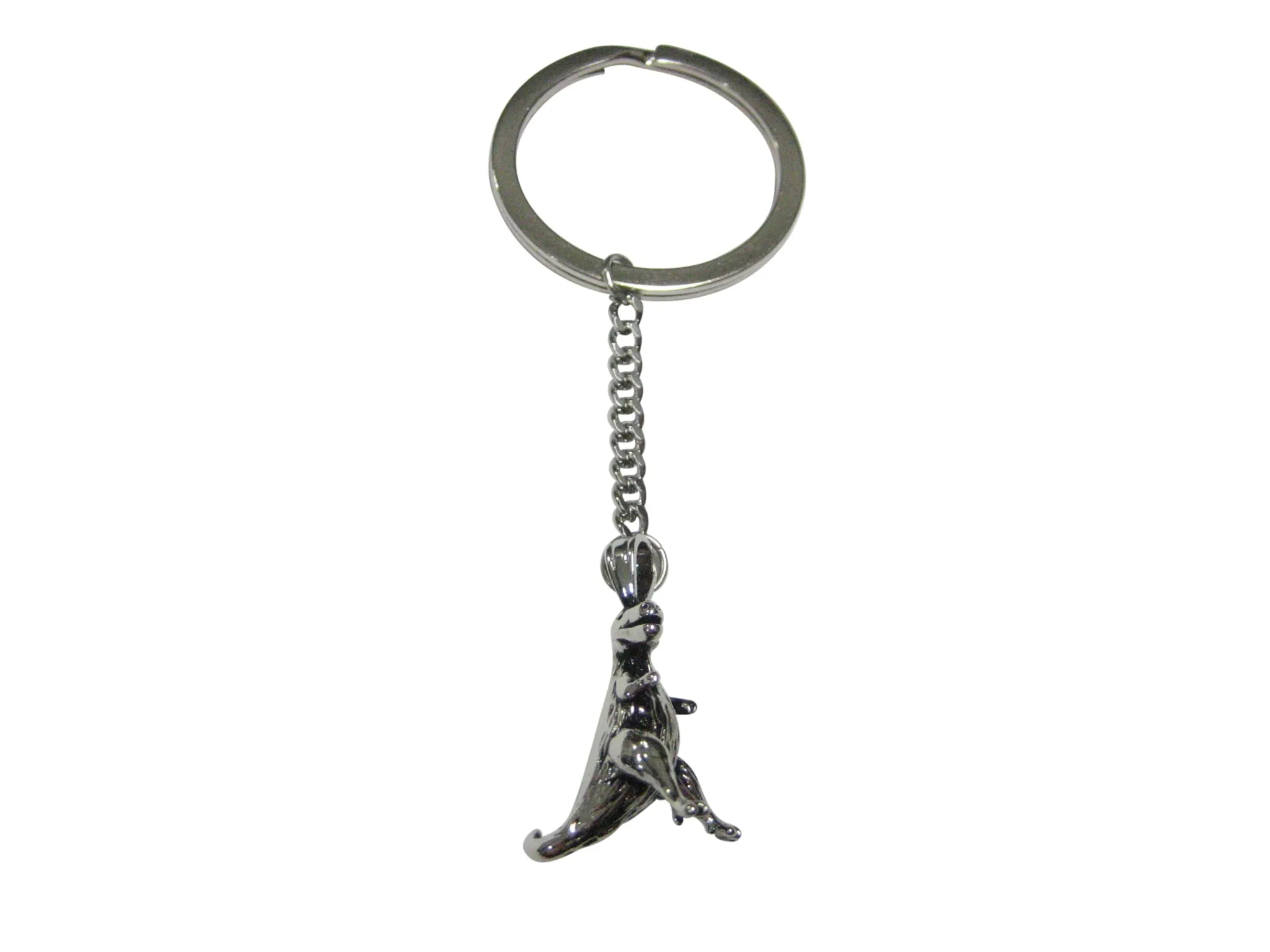 Silver Toned Tyrannosaurus Rex Dinosaur Pendant Keychain