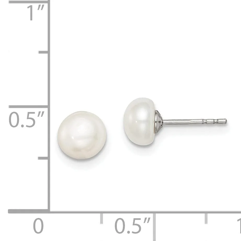Silver White Fresh Water Cultured Pearl Earring