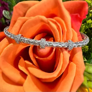 Simon G Diamond Stacking Bracelet in 18K White Gold Mesh LB2093