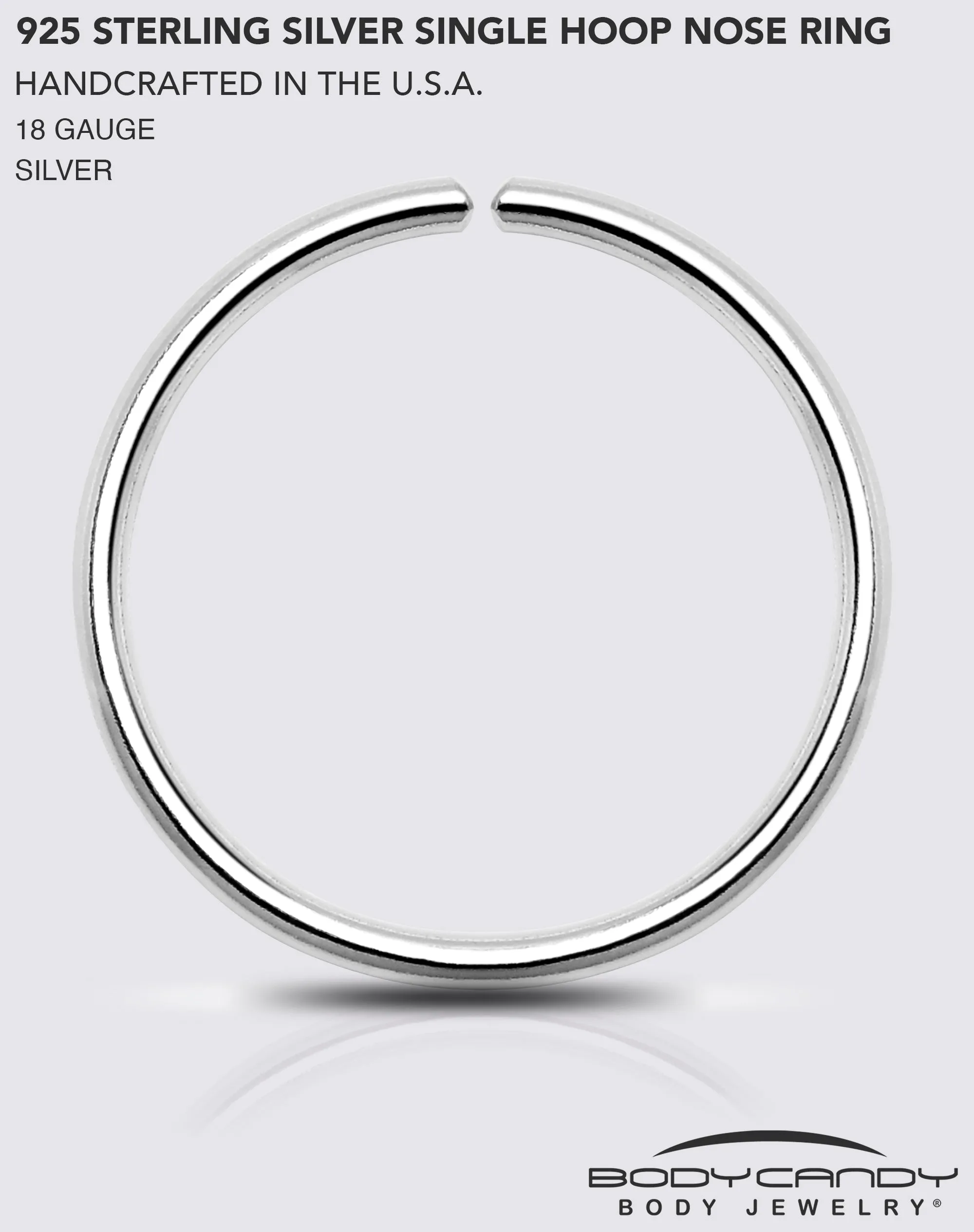 Single Hoop Nose 925 Sterling Silver Nose Hoop Ring (Select Your Size)