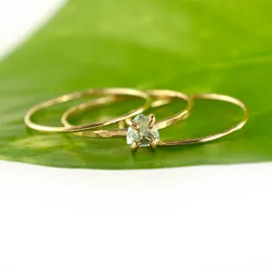 Size 5-5.5 / Trillion Cut Aquamarine Stacking Ring Set of 3