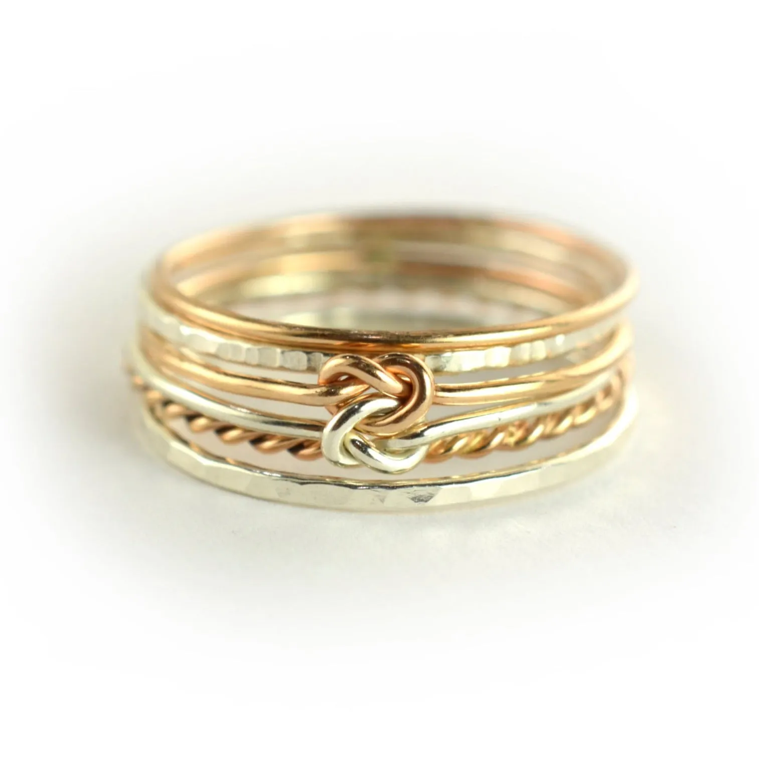 Size 8 / Mixed Silver & Rose Gold Double the Love Stacking Ring Set of 5