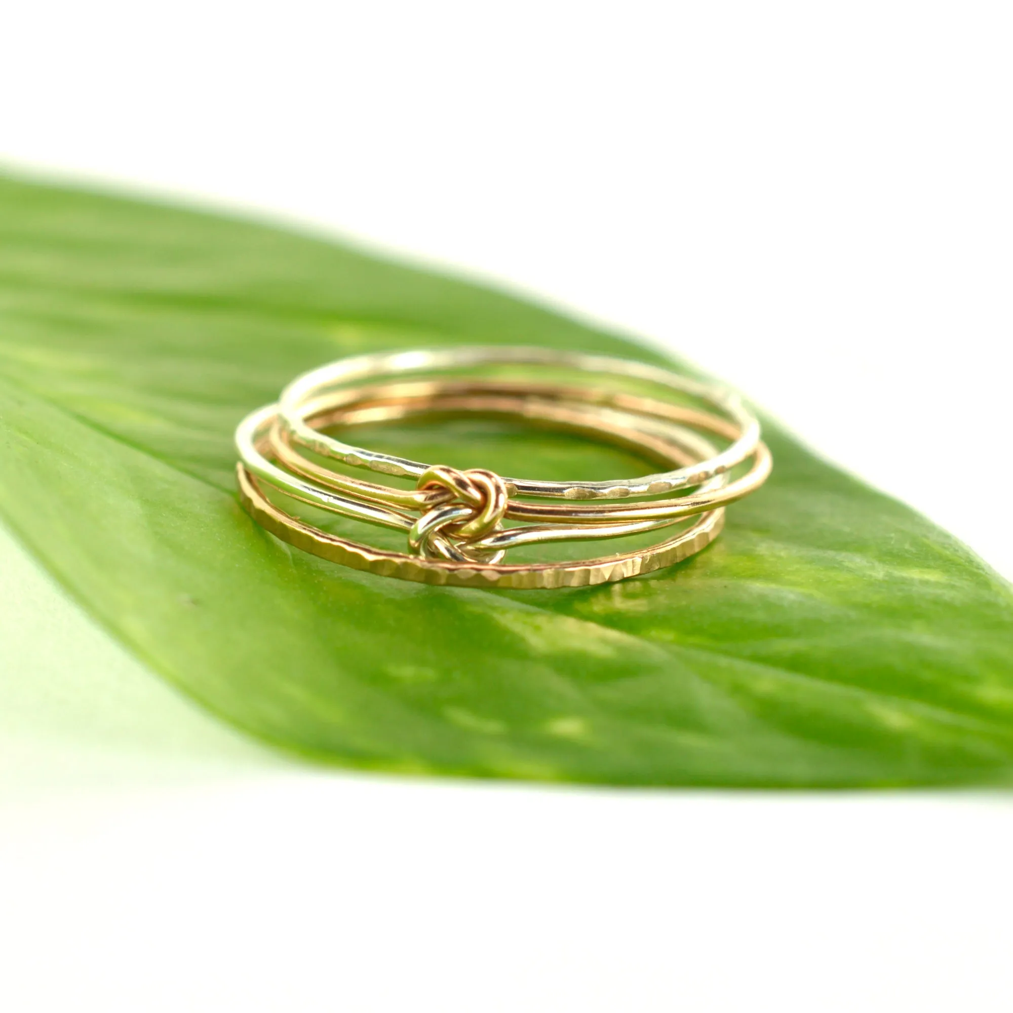 Size 9 / Rose Gold & Sterling Silver Love Knot Stacking Ring Set of 3