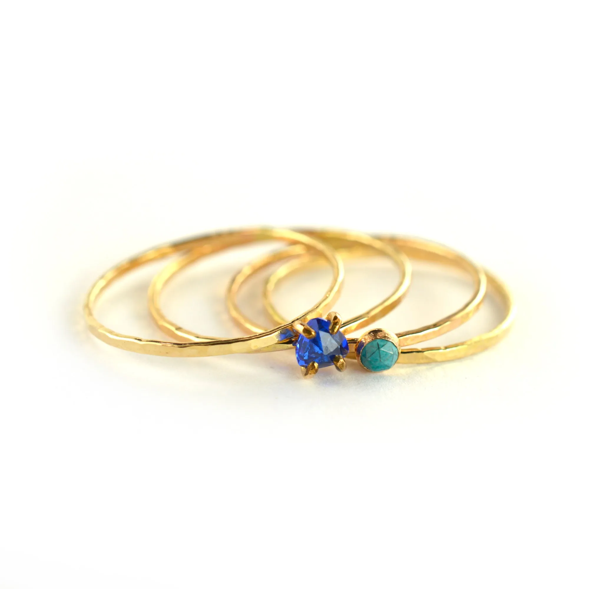 Size 9 / Turquoise & Blue Sapphire Ring Set of 4