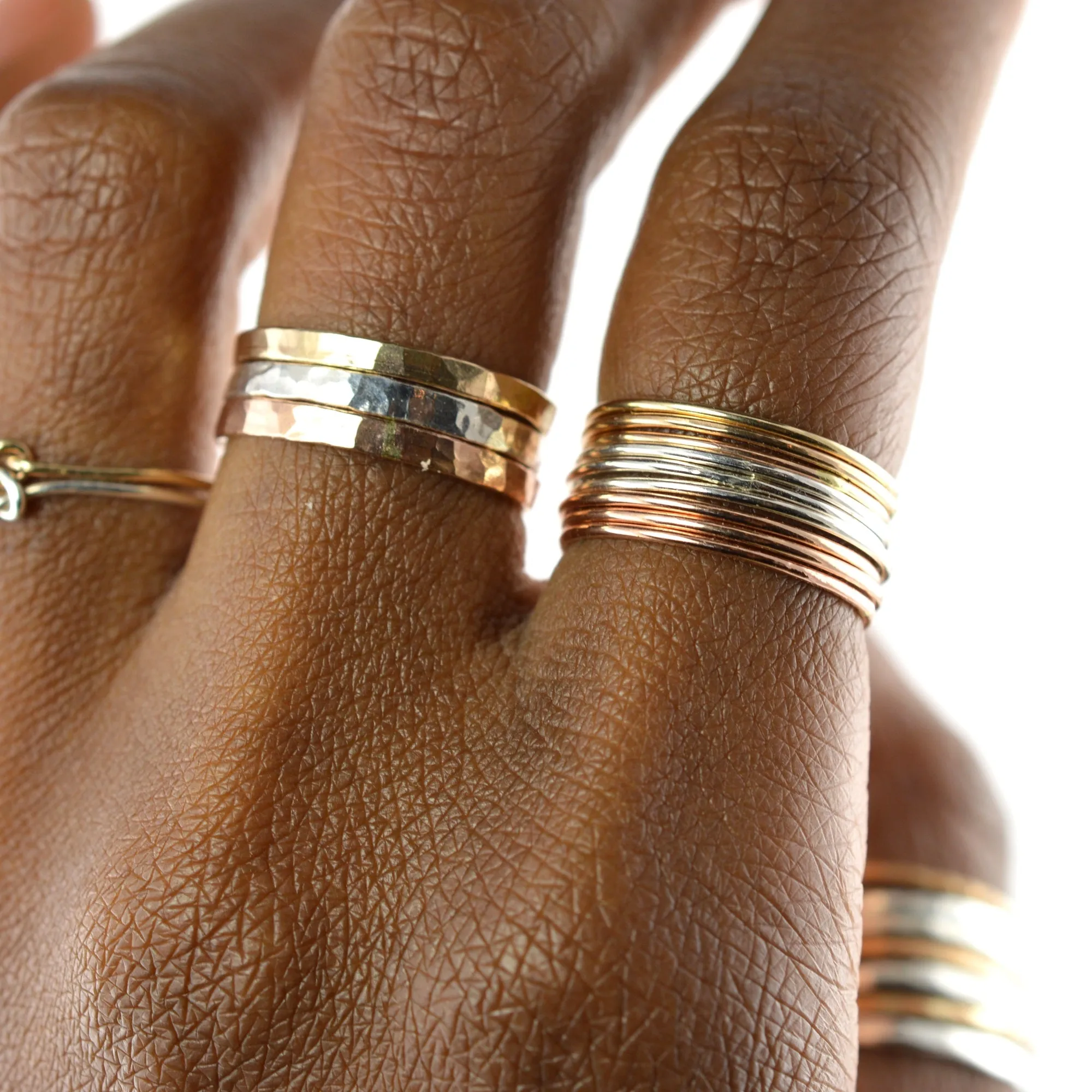 Skinny Rose Gold Ring Threads - Set of 5