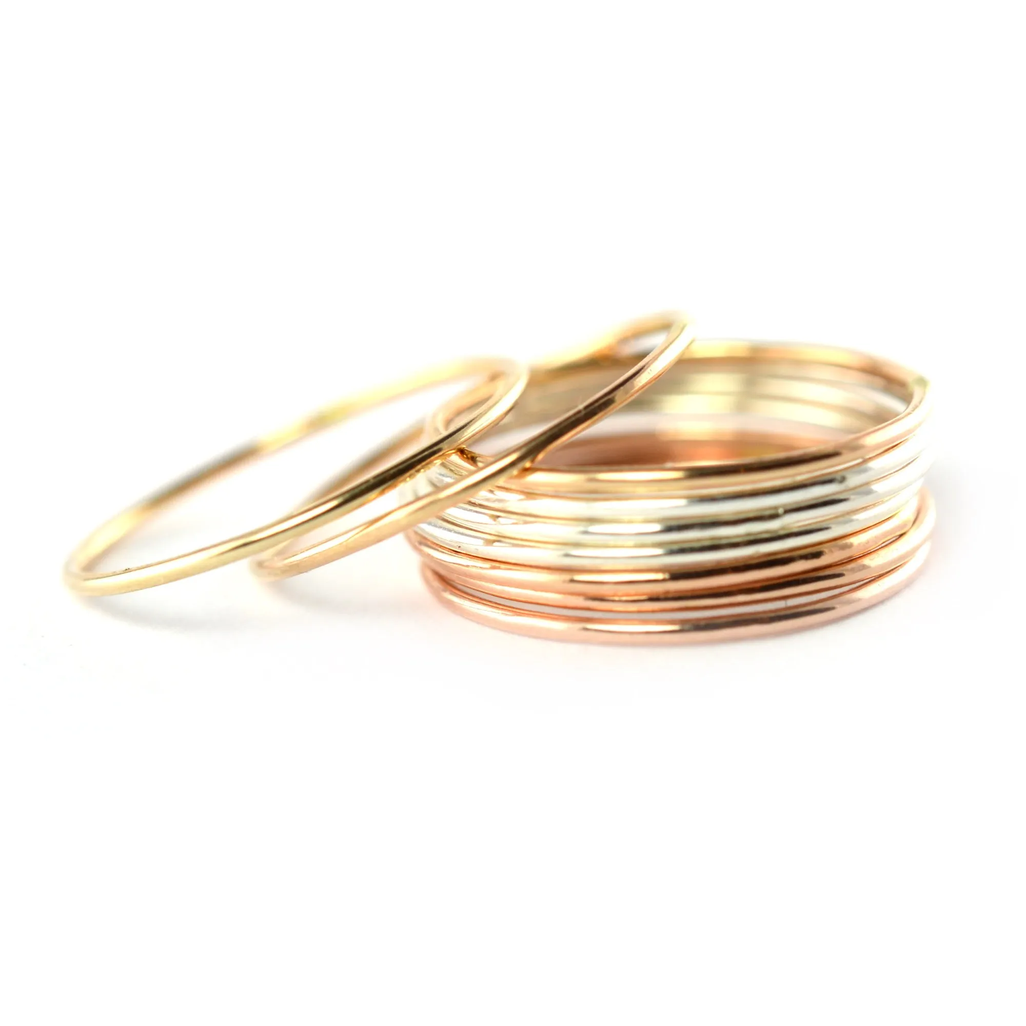 Skinny Rose Gold Ring Threads - Set of 5