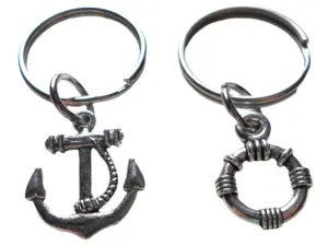Small Life Saver & Anchor Keychain Set - You Be My Anchor And I'll Keep You Afloat; Couples Keychain Set