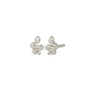 Snake Stud Earrings in Silver