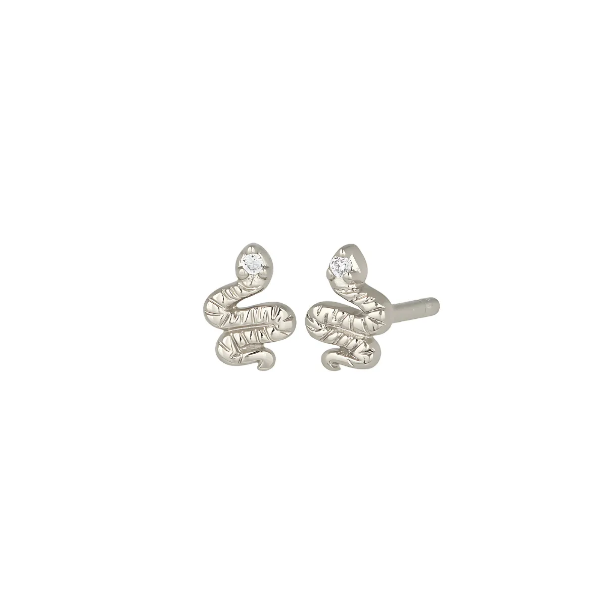 Snake Stud Earrings in Silver