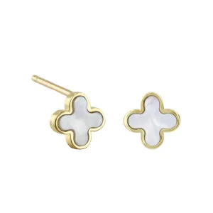 Soleil Collection Mother of Pearl Petal Stud Earrings | 9K Solid Yellow Gold