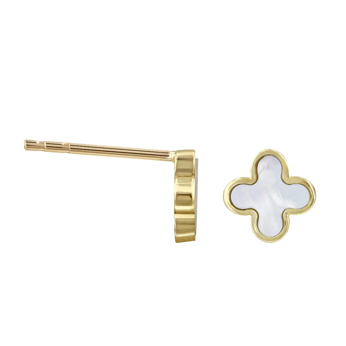 Soleil Collection Mother of Pearl Petal Stud Earrings | 9K Solid Yellow Gold