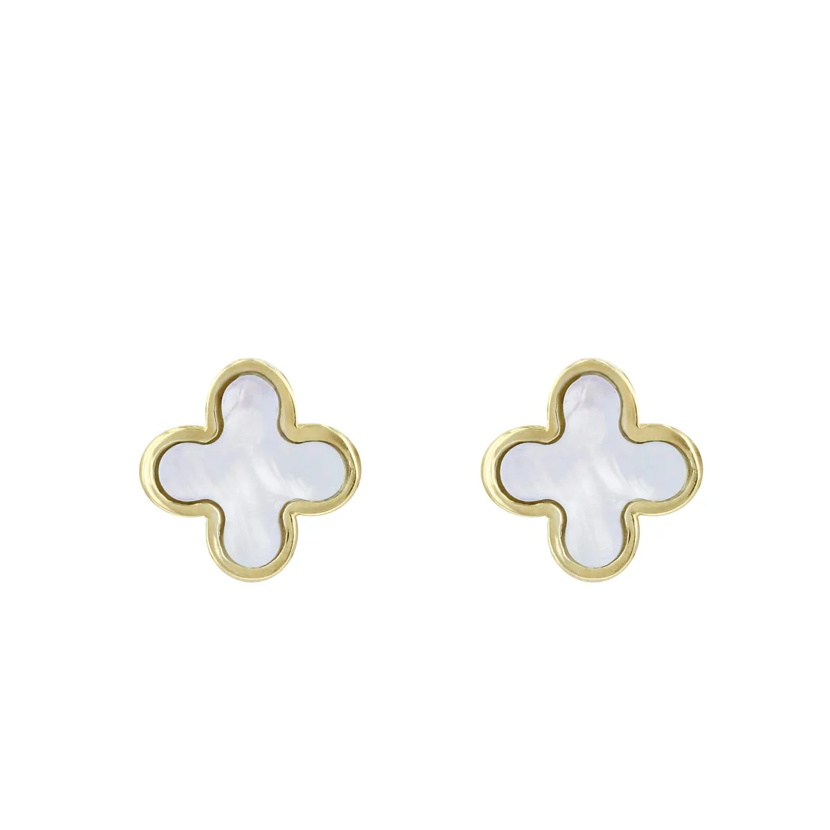 Soleil Collection Mother of Pearl Petal Stud Earrings | 9K Solid Yellow Gold