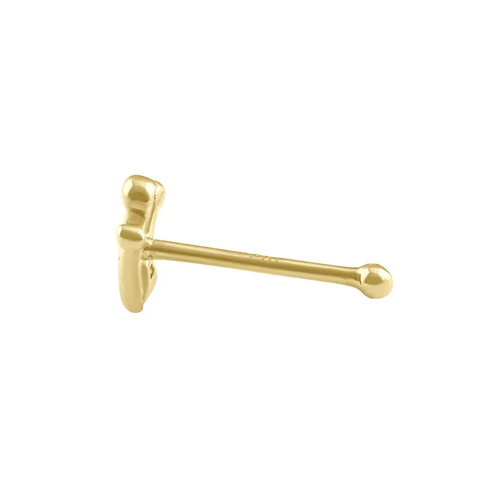 Solid 14K Gold Crown with Stone Nose Ring