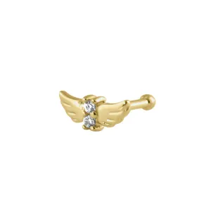 Solid 14K Gold CZ Wings Nose Stud