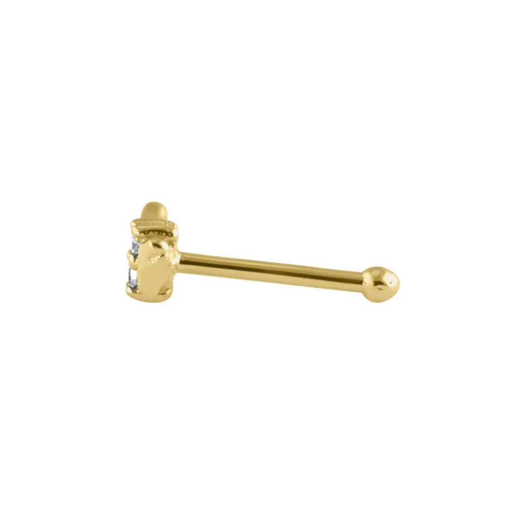Solid 14K Gold CZ Wings Nose Stud