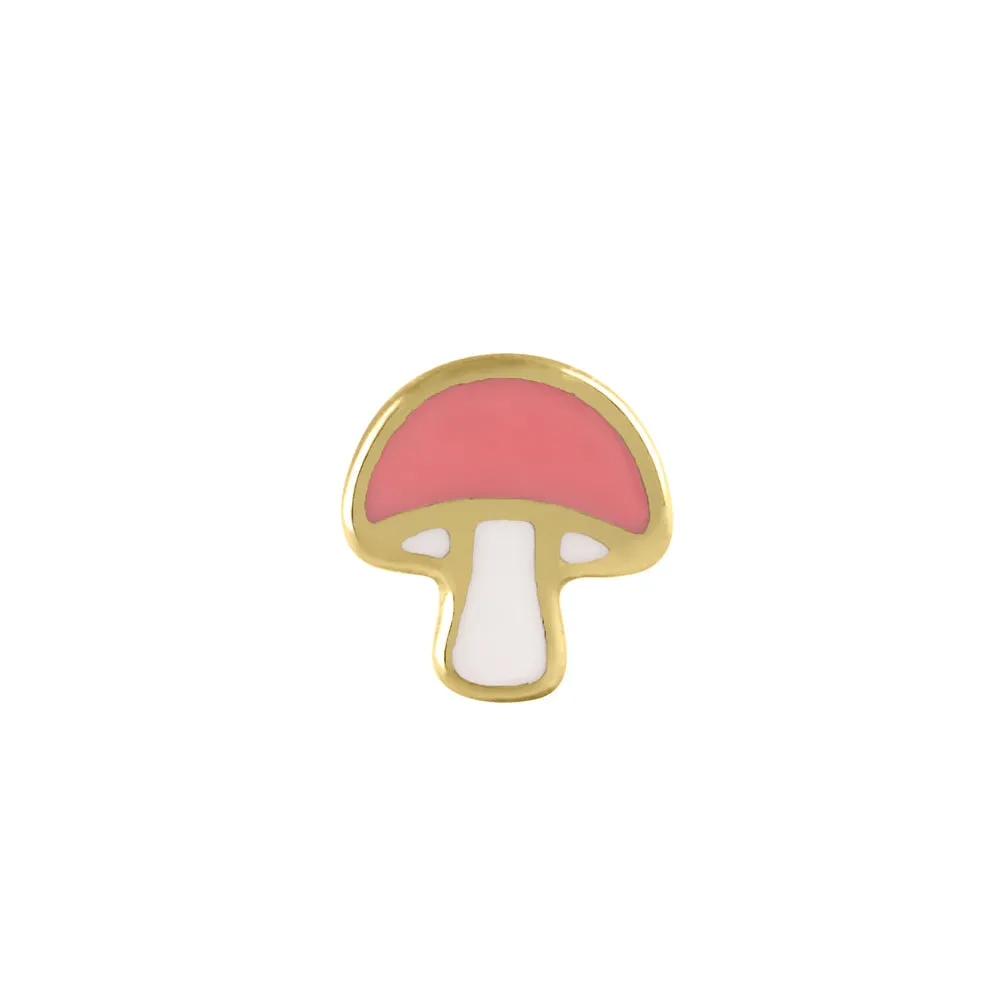 Solid 14K Gold Pink and White Mushroom Nose Stud
