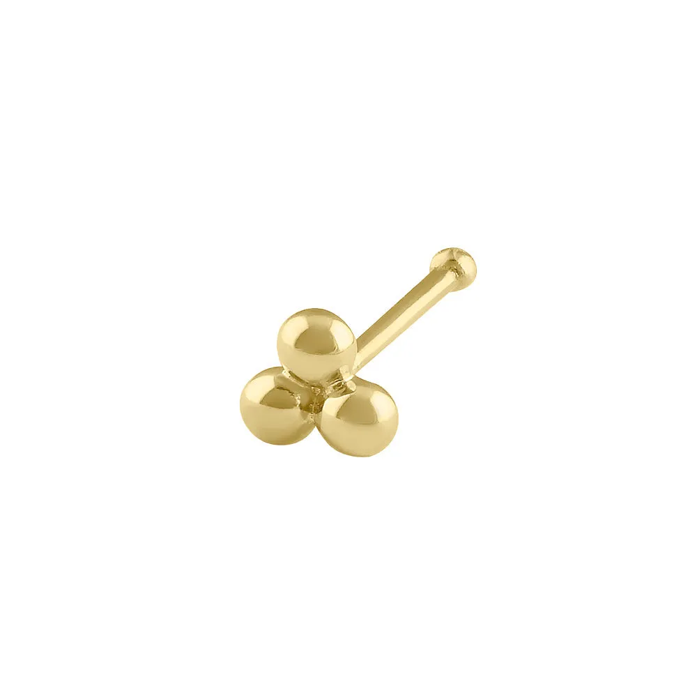 Solid 14K Gold Three Dots Nose Stud
