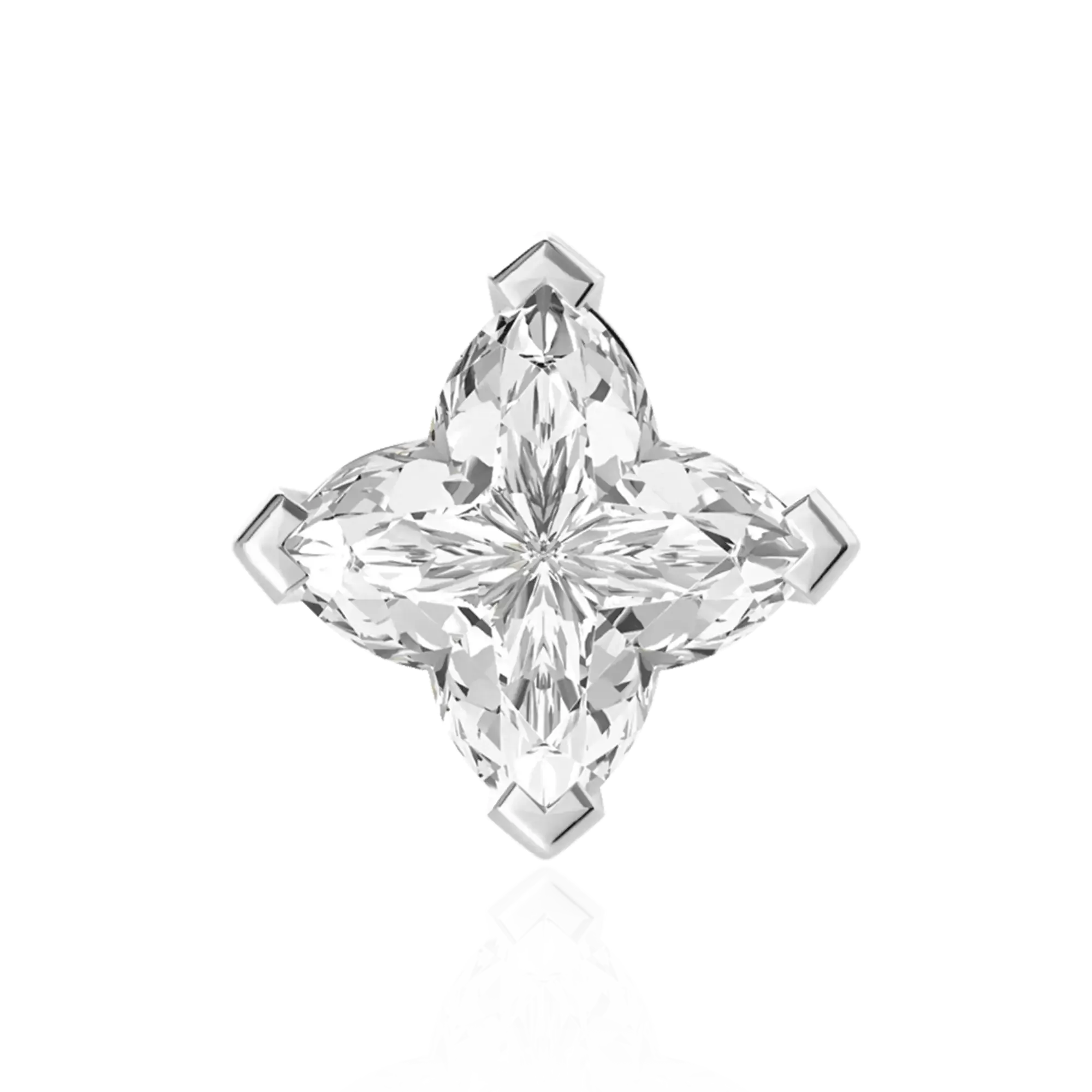 Solid Clover Cut Stud Earrings - White