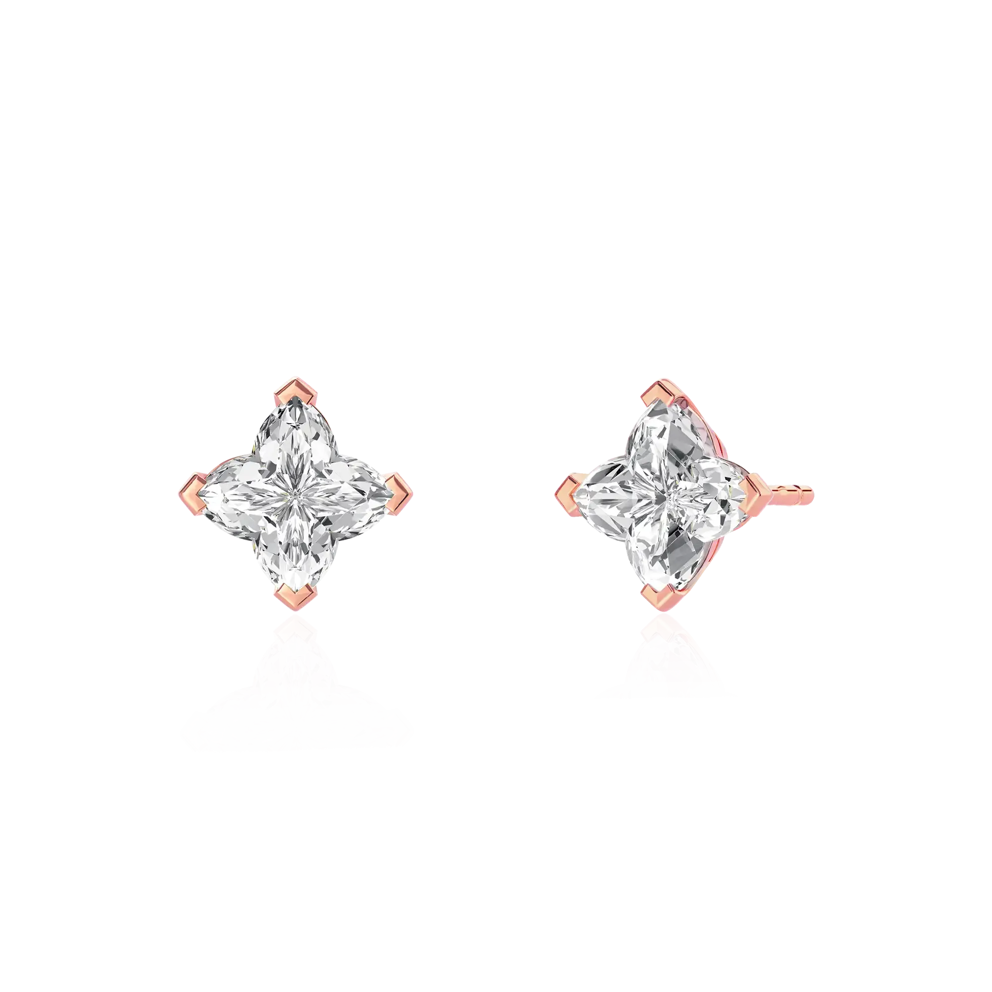 Solid Clover Cut Stud Earrings - White