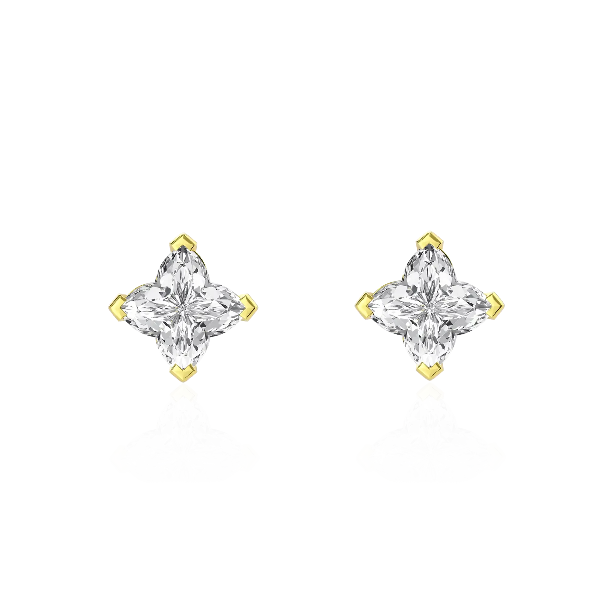 Solid Clover Cut Stud Earrings - White