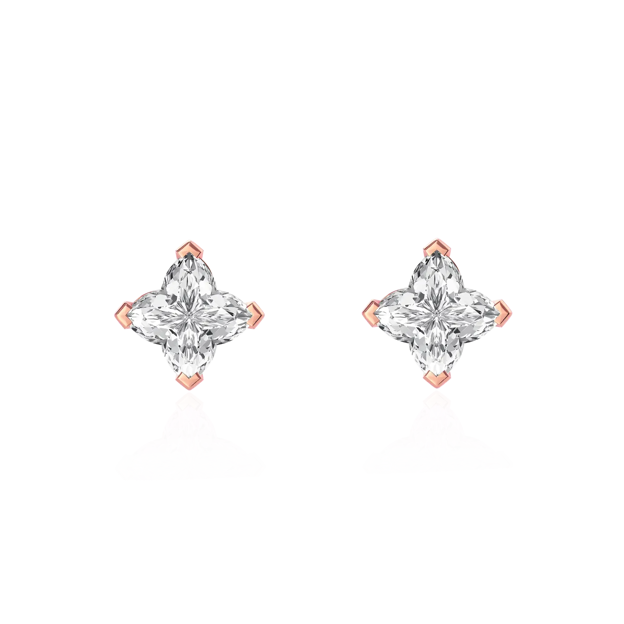Solid Clover Cut Stud Earrings - White