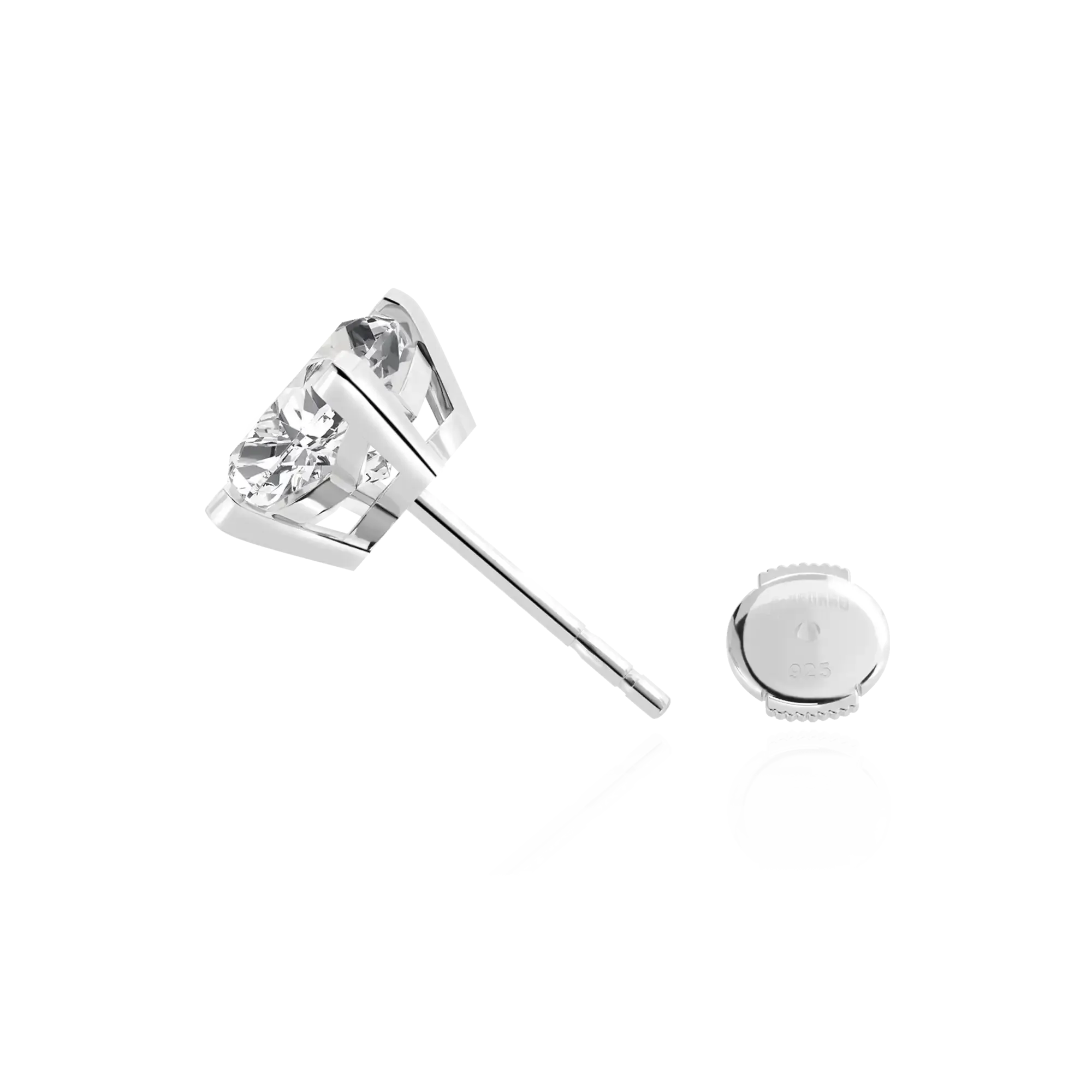 Solid Clover Cut Stud Earrings - White