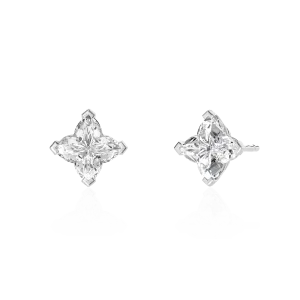 Solid Clover Cut Stud Earrings - White