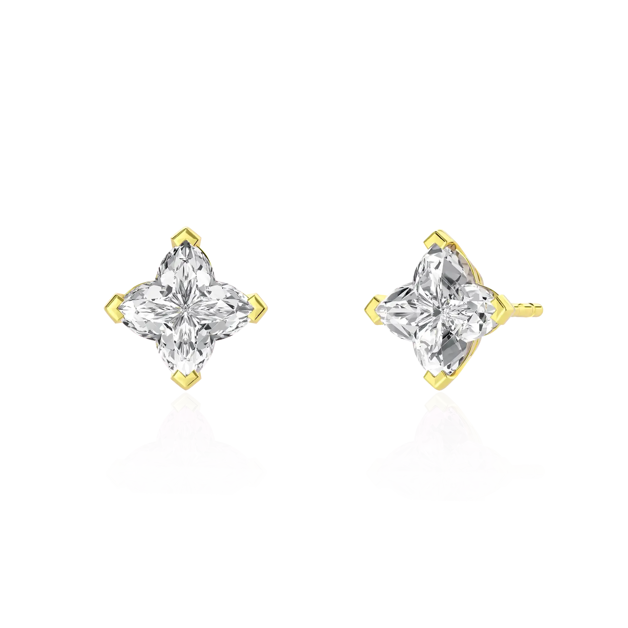 Solid Clover Cut Stud Earrings - White