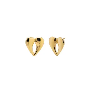 Solid Double Teardrop Heart Shape Stud Earring