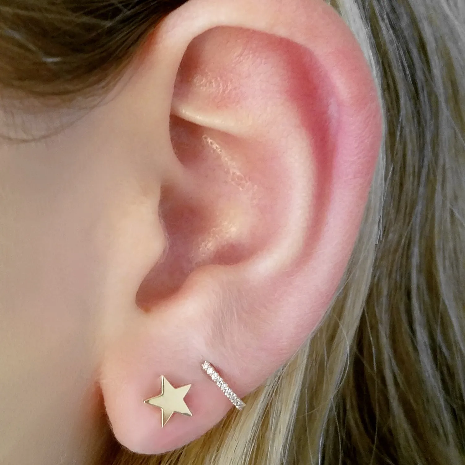 Solid Gold Star Stud Earring